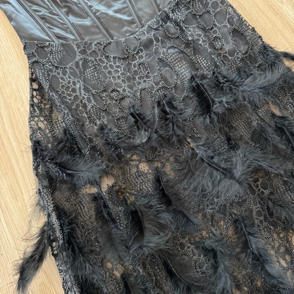 Betsey Johnson Feather beaded sheer strapless maxi dress nwot - Picture 9 of 9